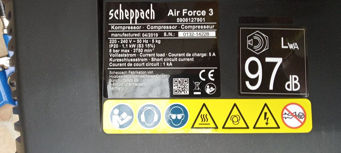 kompresor scheppach air force 3 hluk